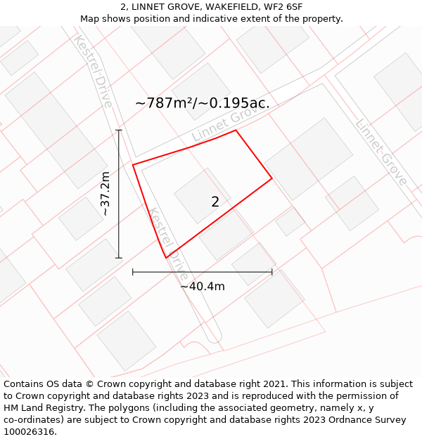 2, LINNET GROVE, WAKEFIELD, WF2 6SF: Plot and title map