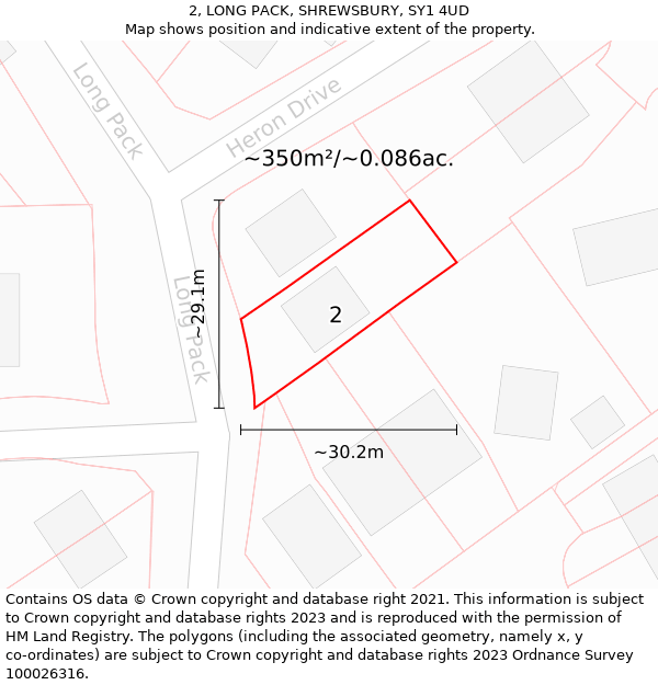 2, LONG PACK, SHREWSBURY, SY1 4UD: Plot and title map