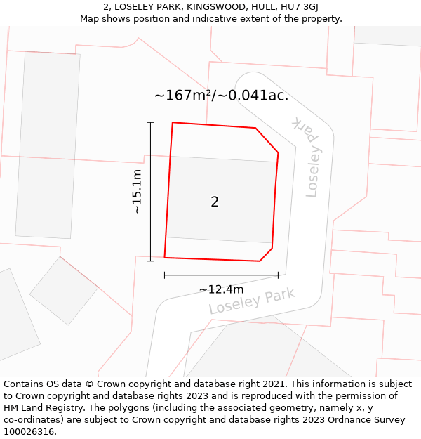 2, LOSELEY PARK, KINGSWOOD, HULL, HU7 3GJ: Plot and title map