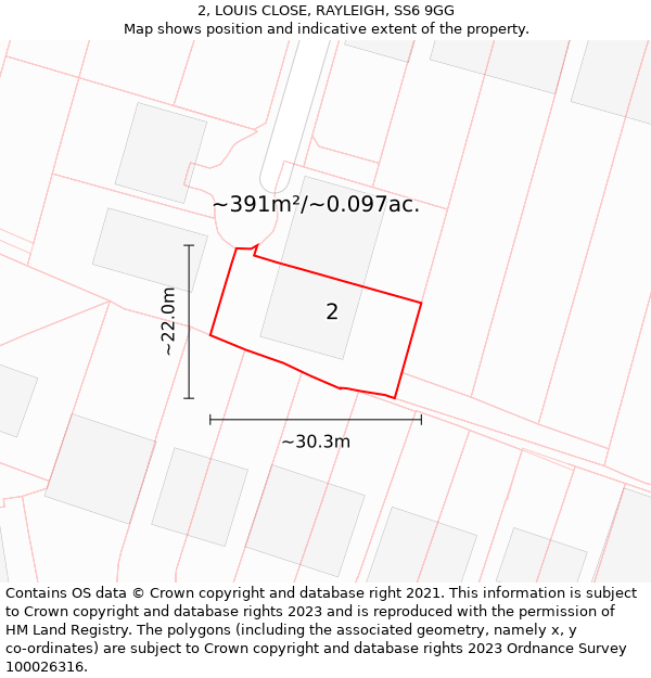 2, LOUIS CLOSE, RAYLEIGH, SS6 9GG: Plot and title map