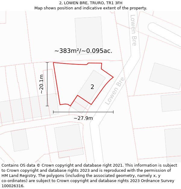 2, LOWEN BRE, TRURO, TR1 3FH: Plot and title map