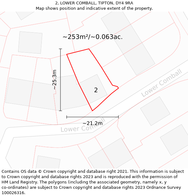 2, LOWER COMBALL, TIPTON, DY4 9RA: Plot and title map