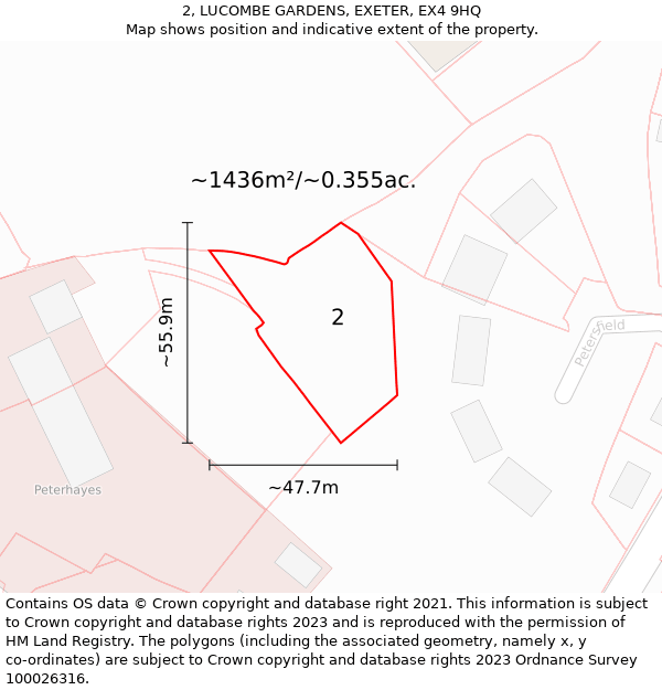 2, LUCOMBE GARDENS, EXETER, EX4 9HQ: Plot and title map