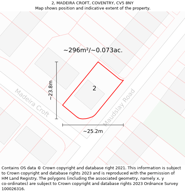 2, MADEIRA CROFT, COVENTRY, CV5 8NY: Plot and title map