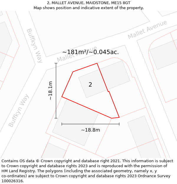 2, MALLET AVENUE, MAIDSTONE, ME15 8GT: Plot and title map