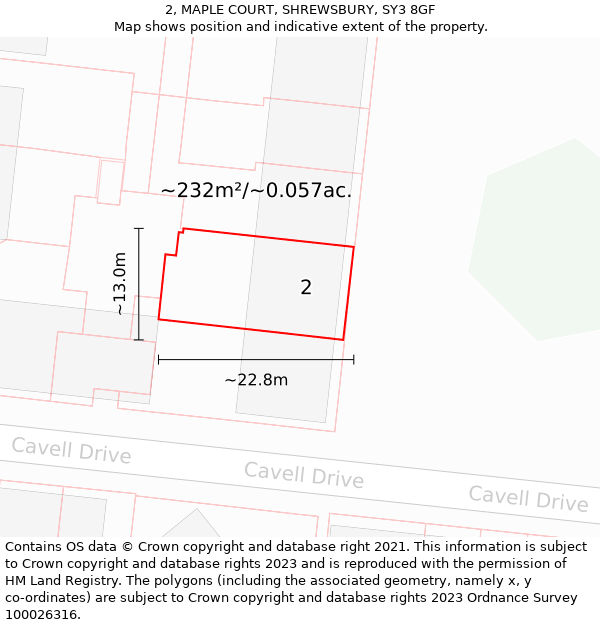 2, MAPLE COURT, SHREWSBURY, SY3 8GF: Plot and title map