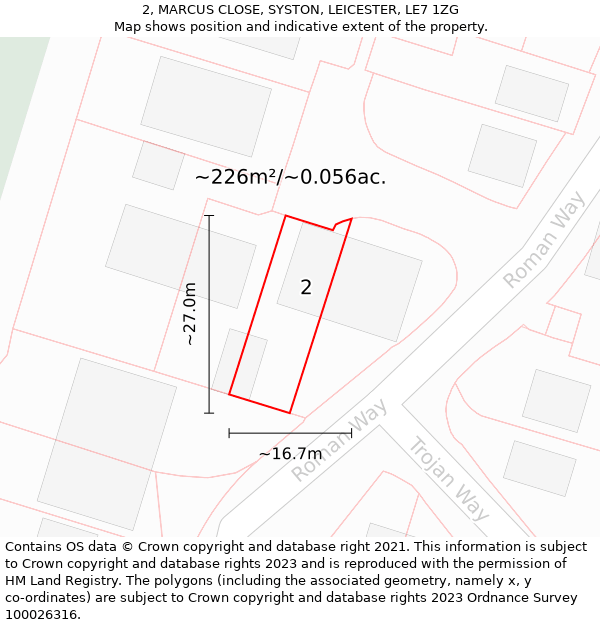 2, MARCUS CLOSE, SYSTON, LEICESTER, LE7 1ZG: Plot and title map