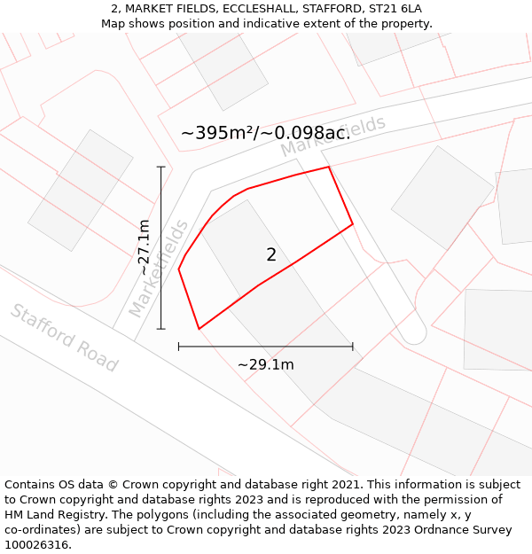 2, MARKET FIELDS, ECCLESHALL, STAFFORD, ST21 6LA: Plot and title map