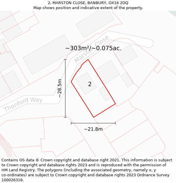 2, MARSTON CLOSE, BANBURY, OX16 2DQ: Plot and title map