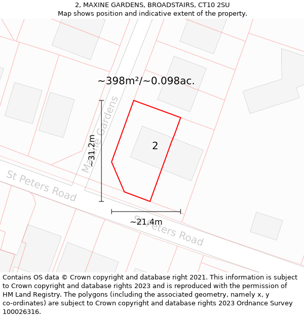 2, MAXINE GARDENS, BROADSTAIRS, CT10 2SU: Plot and title map