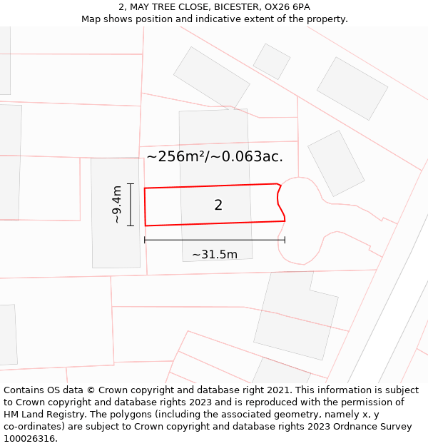 2, MAY TREE CLOSE, BICESTER, OX26 6PA: Plot and title map