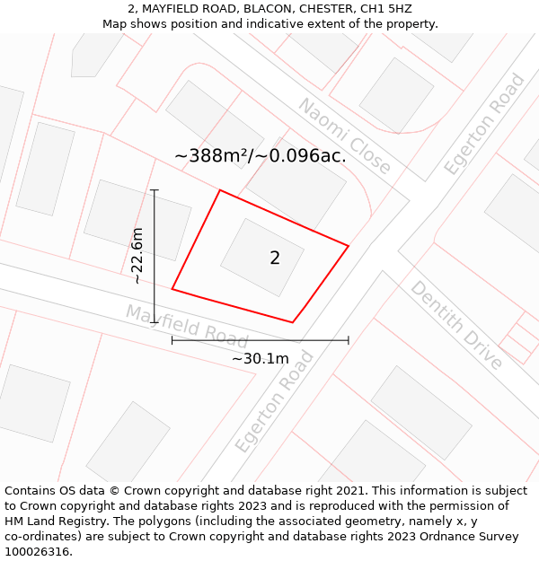 2, MAYFIELD ROAD, BLACON, CHESTER, CH1 5HZ: Plot and title map
