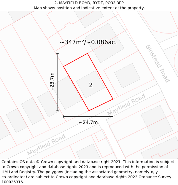 2, MAYFIELD ROAD, RYDE, PO33 3PP: Plot and title map