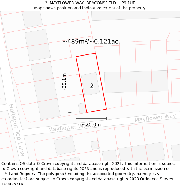 2, MAYFLOWER WAY, BEACONSFIELD, HP9 1UE: Plot and title map