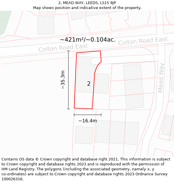 2, MEAD WAY, LEEDS, LS15 9JP: Plot and title map