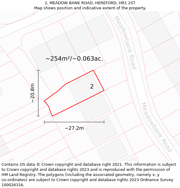 2, MEADOW BANK ROAD, HEREFORD, HR1 2ST: Plot and title map
