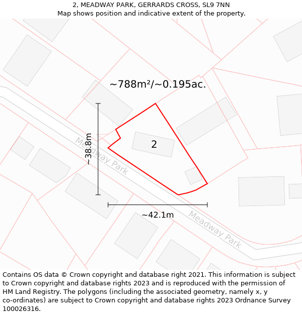 2, MEADWAY PARK, GERRARDS CROSS, SL9 7NN: Plot and title map