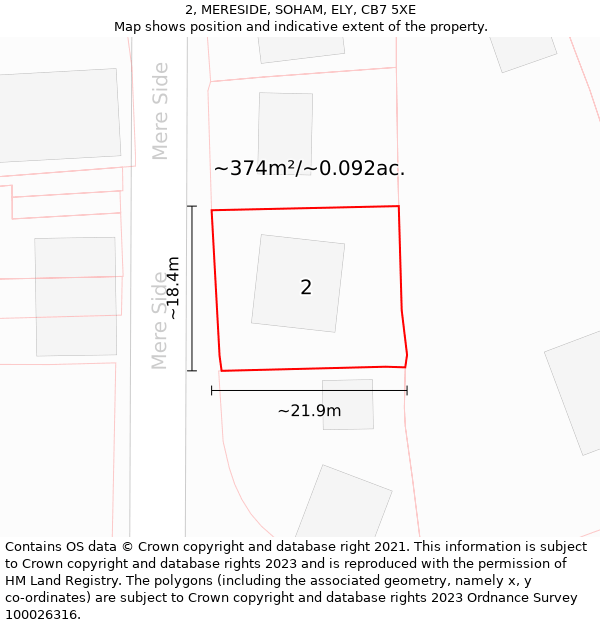 2, MERESIDE, SOHAM, ELY, CB7 5XE: Plot and title map