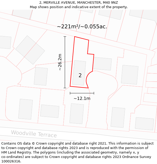 2, MERVILLE AVENUE, MANCHESTER, M40 9NZ: Plot and title map