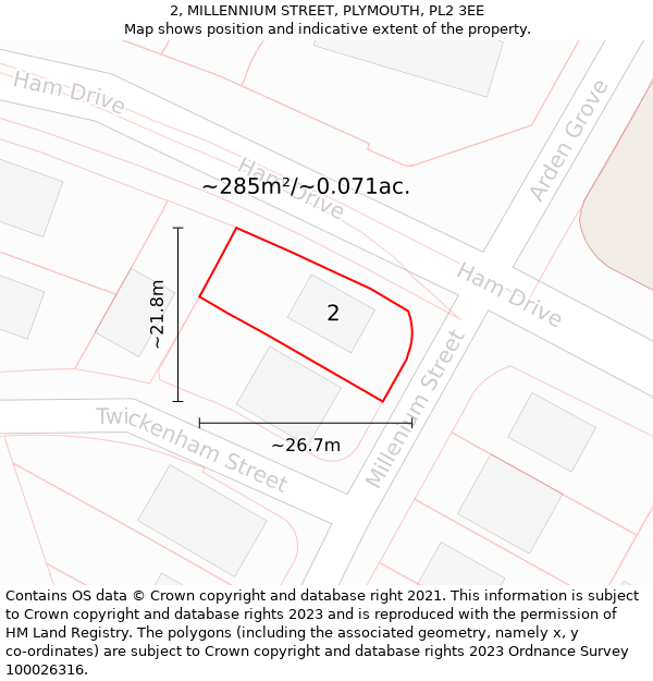 2, MILLENNIUM STREET, PLYMOUTH, PL2 3EE: Plot and title map