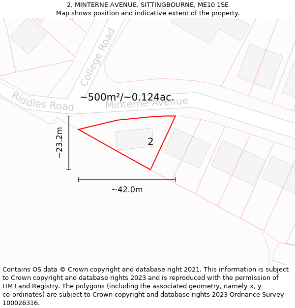 2, MINTERNE AVENUE, SITTINGBOURNE, ME10 1SE: Plot and title map