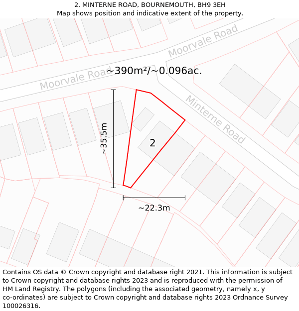 2, MINTERNE ROAD, BOURNEMOUTH, BH9 3EH: Plot and title map