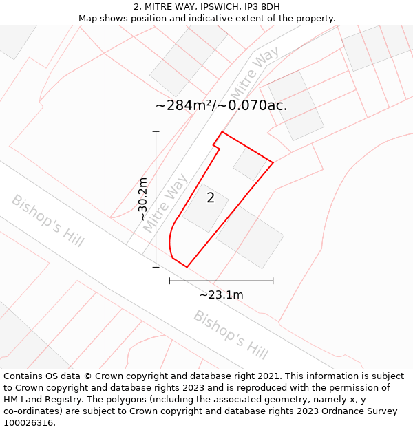 2, MITRE WAY, IPSWICH, IP3 8DH: Plot and title map