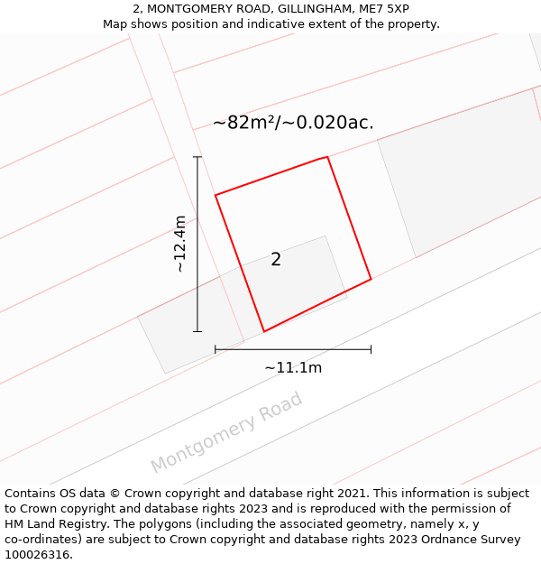 2, MONTGOMERY ROAD, GILLINGHAM, ME7 5XP: Plot and title map