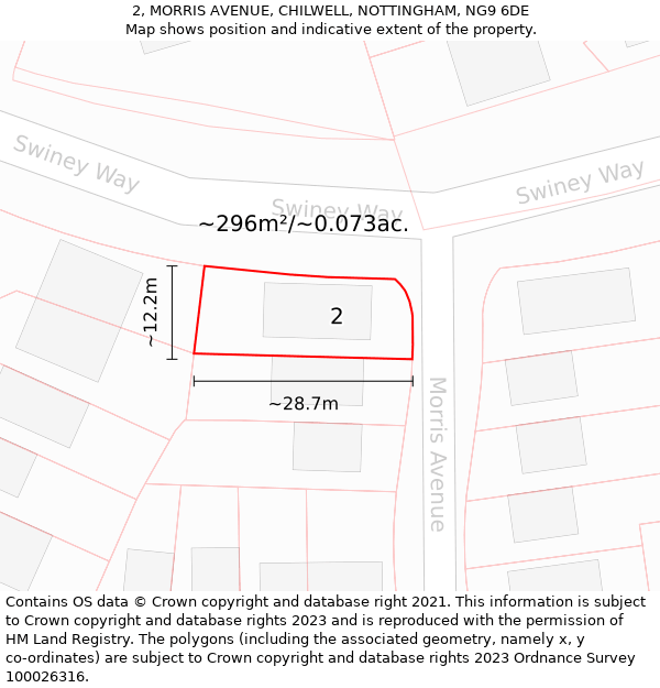 2, MORRIS AVENUE, CHILWELL, NOTTINGHAM, NG9 6DE: Plot and title map