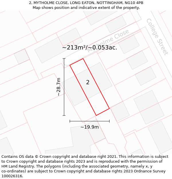 2, MYTHOLME CLOSE, LONG EATON, NOTTINGHAM, NG10 4PB: Plot and title map