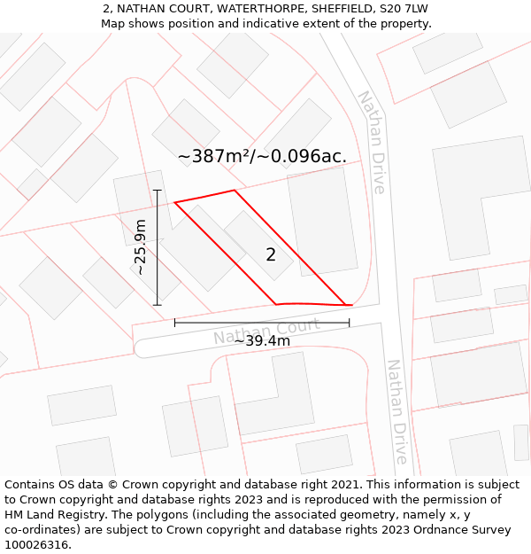 2, NATHAN COURT, WATERTHORPE, SHEFFIELD, S20 7LW: Plot and title map