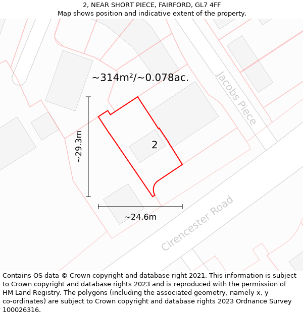 2, NEAR SHORT PIECE, FAIRFORD, GL7 4FF: Plot and title map