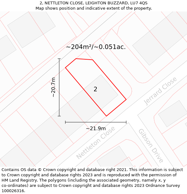 2, NETTLETON CLOSE, LEIGHTON BUZZARD, LU7 4QS: Plot and title map