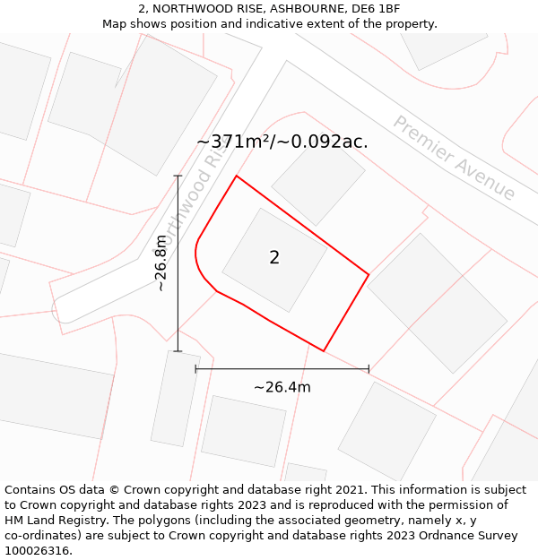 2, NORTHWOOD RISE, ASHBOURNE, DE6 1BF: Plot and title map