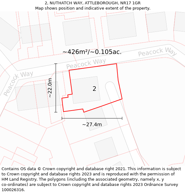 2, NUTHATCH WAY, ATTLEBOROUGH, NR17 1GR: Plot and title map