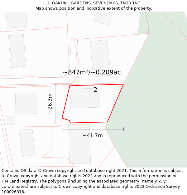 2, OAKHILL GARDENS, SEVENOAKS, TN13 1NT: Plot and title map