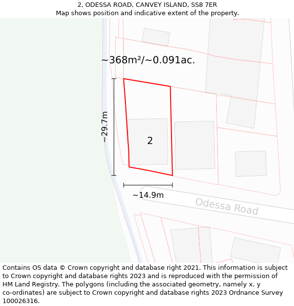 2, ODESSA ROAD, CANVEY ISLAND, SS8 7ER: Plot and title map