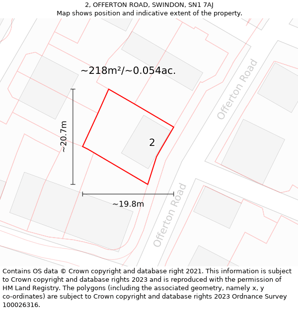 2, OFFERTON ROAD, SWINDON, SN1 7AJ: Plot and title map