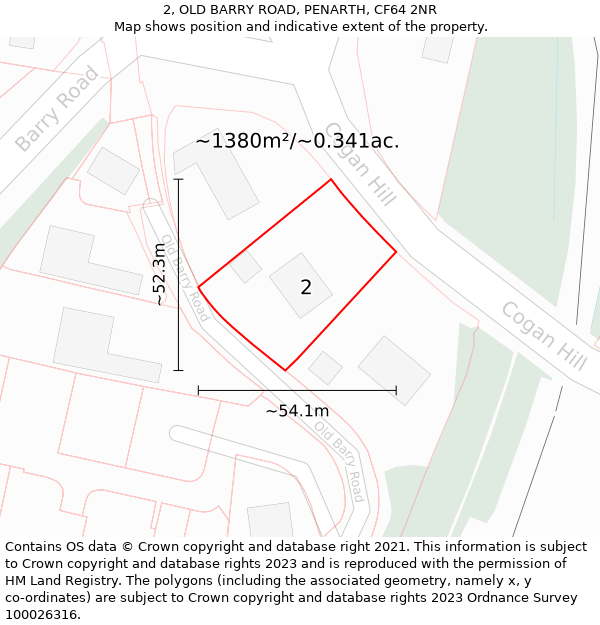 2, OLD BARRY ROAD, PENARTH, CF64 2NR: Plot and title map