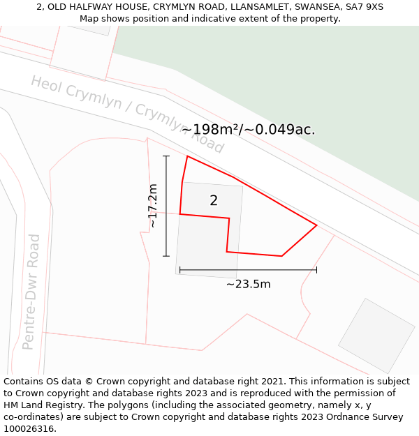 2, OLD HALFWAY HOUSE, CRYMLYN ROAD, LLANSAMLET, SWANSEA, SA7 9XS: Plot and title map