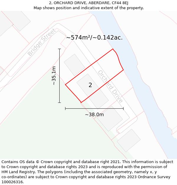 2, ORCHARD DRIVE, ABERDARE, CF44 8EJ: Plot and title map