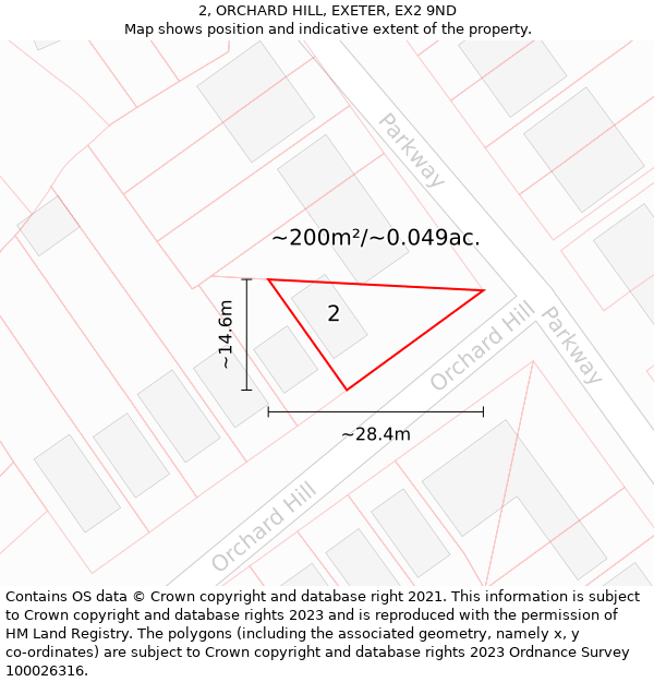 2, ORCHARD HILL, EXETER, EX2 9ND: Plot and title map