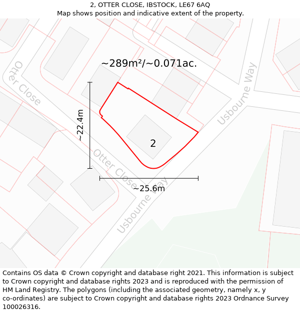 2, OTTER CLOSE, IBSTOCK, LE67 6AQ: Plot and title map