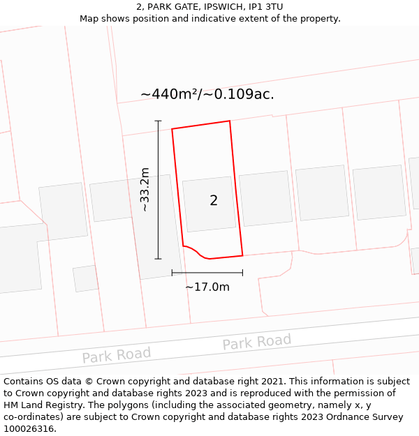 2, PARK GATE, IPSWICH, IP1 3TU: Plot and title map