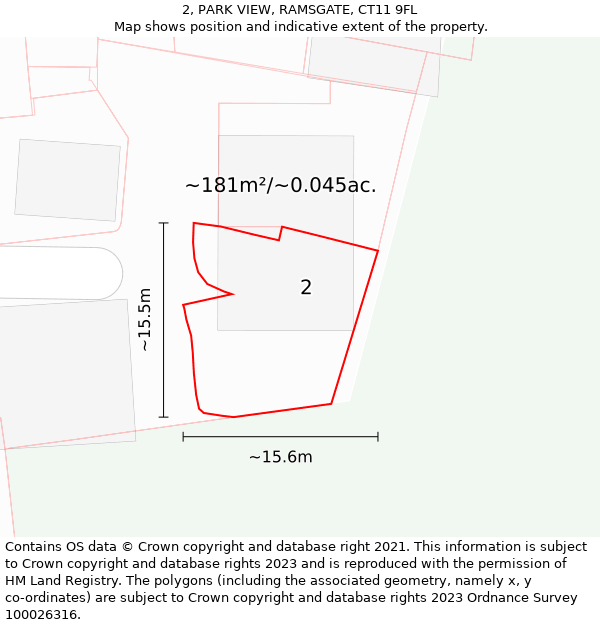 2, PARK VIEW, RAMSGATE, CT11 9FL: Plot and title map