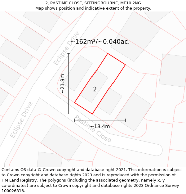 2, PASTIME CLOSE, SITTINGBOURNE, ME10 2NG: Plot and title map