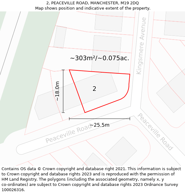 2, PEACEVILLE ROAD, MANCHESTER, M19 2DQ: Plot and title map