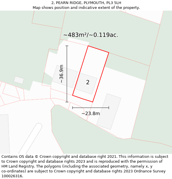 2, PEARN RIDGE, PLYMOUTH, PL3 5LH: Plot and title map