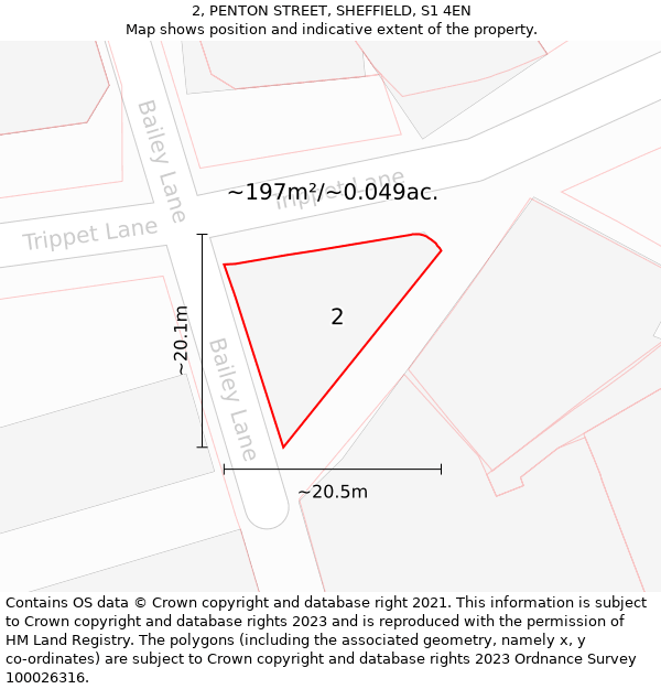 2, PENTON STREET, SHEFFIELD, S1 4EN: Plot and title map