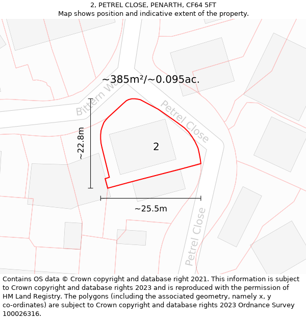 2, PETREL CLOSE, PENARTH, CF64 5FT: Plot and title map